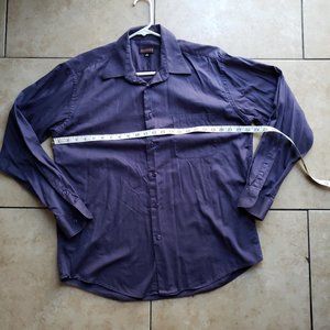 Zanzara Mens 16 Neck Button-Down Long-Sleeve Cotton Shirt